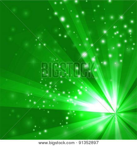 Green Background With Beams