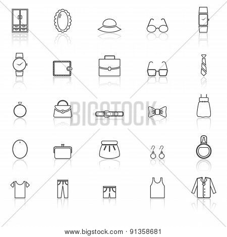 Dressing Line Icons With Reflect On White