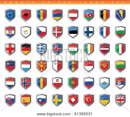 Europe Shield Flags Set
