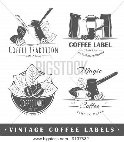 Set Of Vintage Coffee Labels