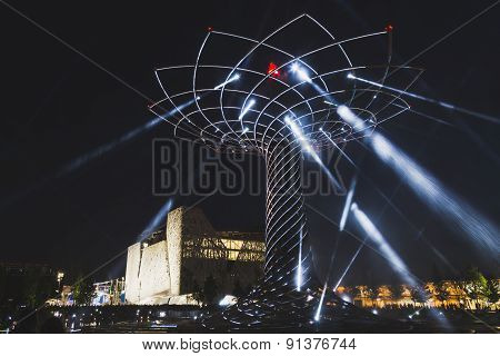 Tree Of Life In The Evening At Expo 2015 In Milan, Italy