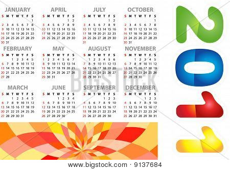 Grille du calendrier année 2011