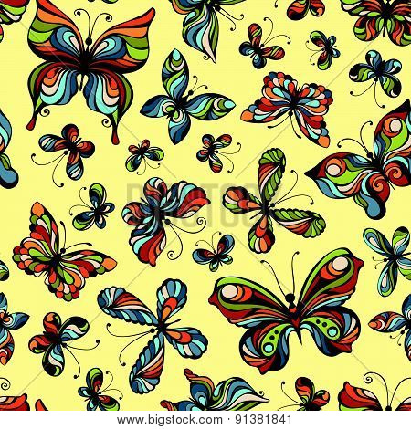 Vector seamless pattern of butterflies.