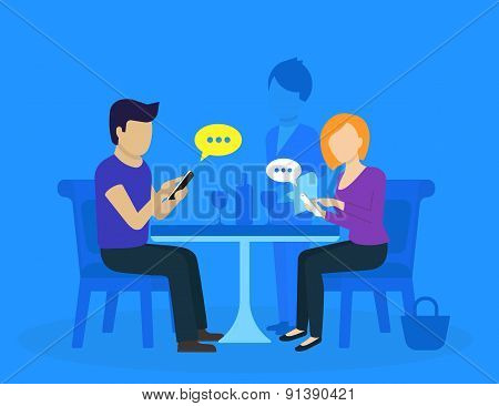 Young couple sitting in the restaurant