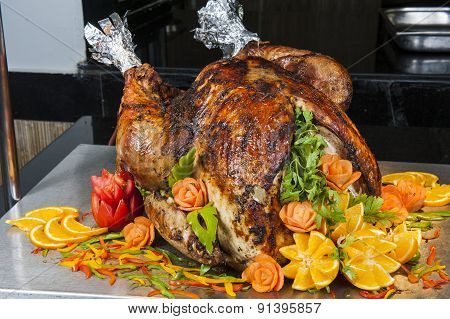Roasted Turkey At A Restaurant Buffet Carvery