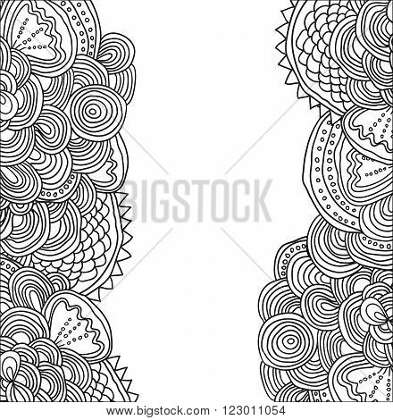 Coloring book page for adults. Mandala with vintage flowers pattern. Zendala. Zentagle. Vector. Can be used as backdrop, coloring page, card, invitation.