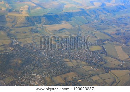 Aerial View Of Rural Near Gatwick