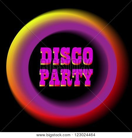 Disco Party Poster Background Template. Neon frame. Glowing frame. Neon circle. Neon blue light. Vector electric frame. Vintage frame. Retro neon lamp.Vector Illustration