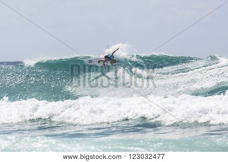 GOLD COAST, AUSTRALIA - MARCH 12 2016: Alessa Quizon (HAW) competing in the Roxy Pro at Snapper Rocks Coolangatta