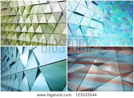 Abstract set colorfull architectural backgrounds with triangles