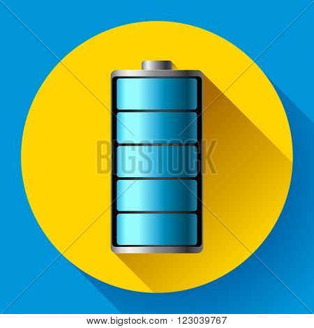 Fully charged battery smartphone - vector illustration. The blue colors.