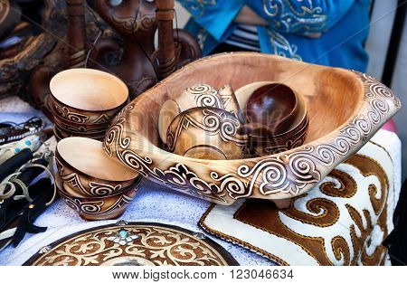 Kazakh Ethnic Dishes In The Market