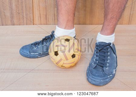 The Takraw ball Play training sport in Thailand