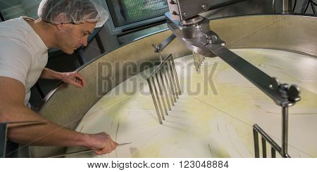 Cheesemaker -Traditional cheese making at a creamery,