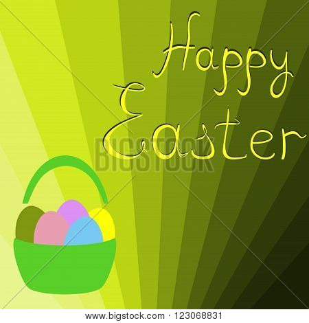 holiday Easter basket with eggs on the backgroundvector illustration