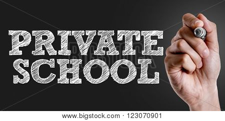 Hand writing the text: Private School