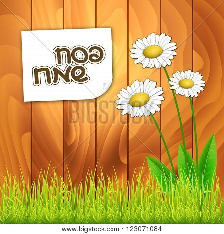 Happy Passover background. Spring bavkground. Happy Passover in Hebrew. Vector illustration