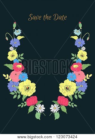 Greeting card invitation banner. Frame for your text with floral background.Vector illustration.
