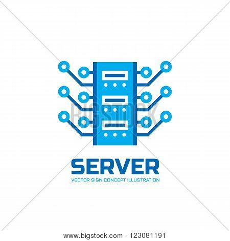 Server - vector logo concept illustration. Database server logo icon. Tech logo. Technology logo sign. Network logo sign. Internet logo sign. Web logo sign. Vector logo template.