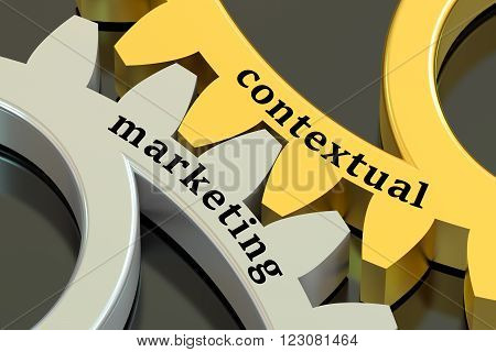 Content marketing concept on the gearwheels 3D rendering