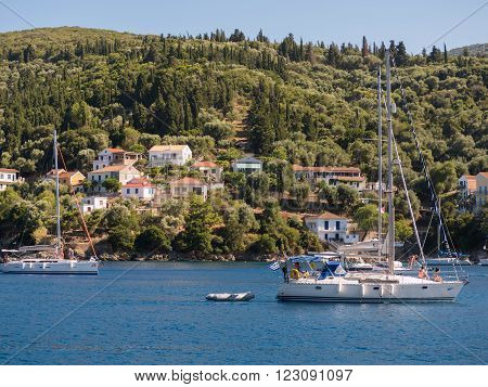 Sail Boats In A Greek Island