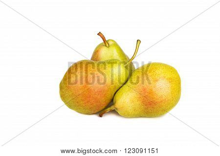 Ripe fresh pears isolated on white background