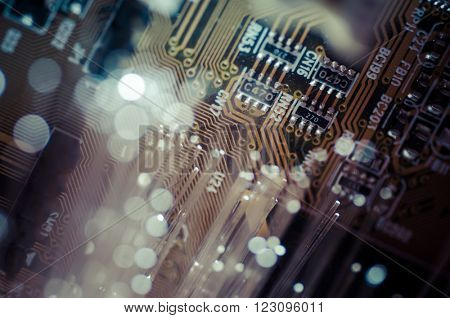 Optics. Fiber optic cables, fibre connection, telecomunications concept.