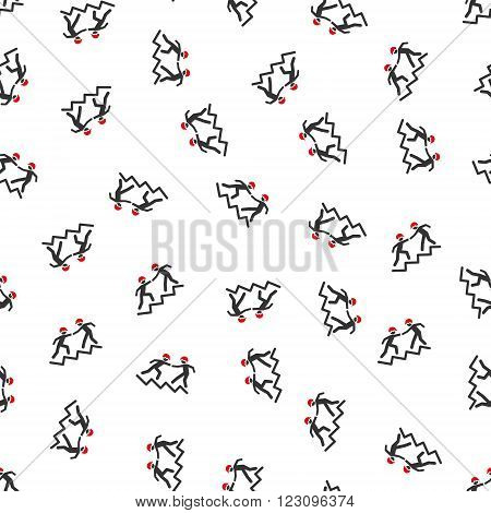 Workers Help on Upstairs vector seamless repeatable pattern. Style is flat red and dark gray workers help on upstairs symbols on a white background.