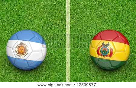 Qualifier preliminary football match between country teams Argentina and Bolivia