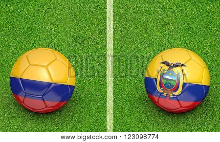 Qualifier preliminary football match between country teams Colombia and Ecuador
