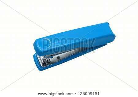 one blue stapler in the white background