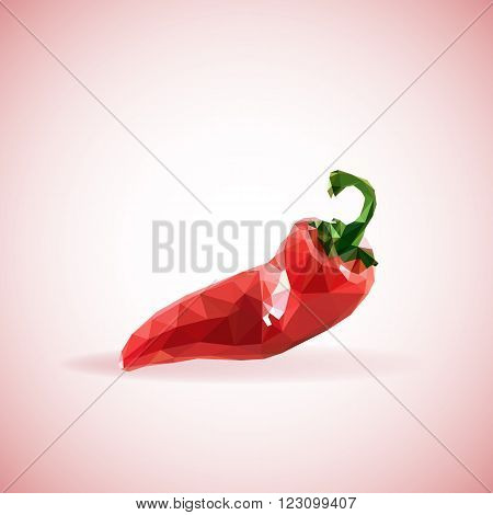 Red hot chilli pepper triangular vector color illustration