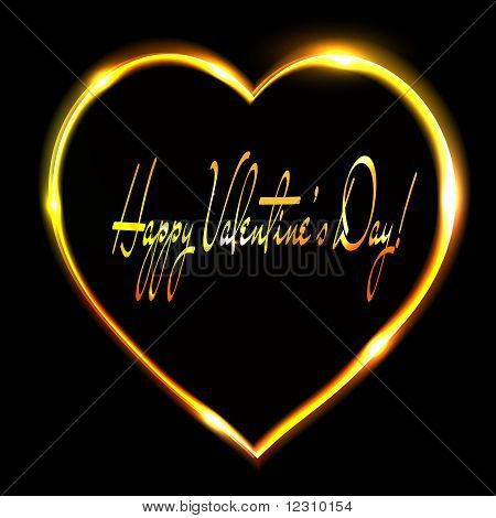 Soyut altın kalp siyah arka plan üzerinde. Sevgililer günü kartpostal