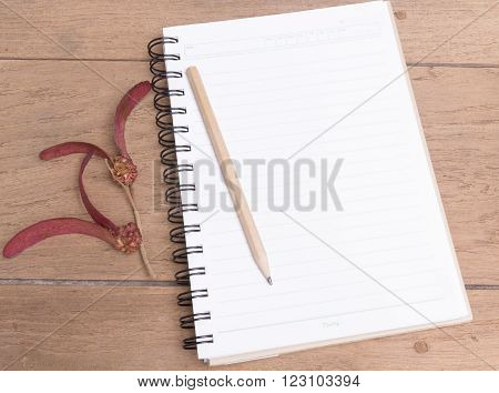 Diary Note With Dipterocapus Alatus Roxb. Ex G.don On Wood Texture (organizer ,agenda, Book, Diary)