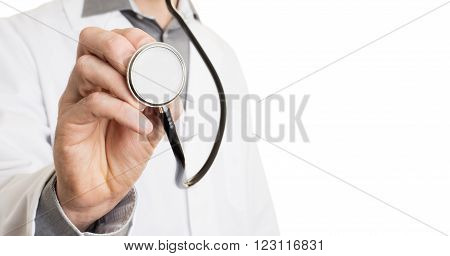Close Up Of A Doctor's Hand, Holding A Stethoscope