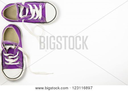portrait of a little girl sneakers shoes