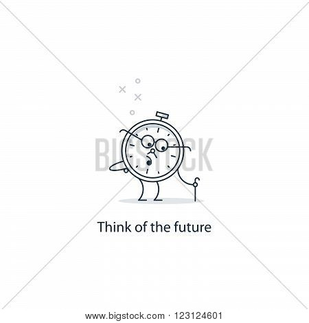 Future thinking, time to retire, flat design illustration