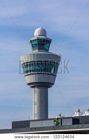 Amsterdam Schiphol Airport North Holland/the Netherlands - March 10 2016: Control Tower