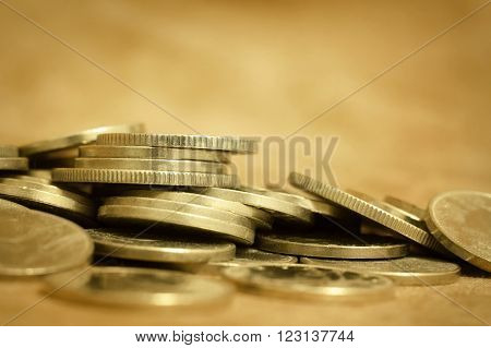 Gold money coins - lending wealth money concept