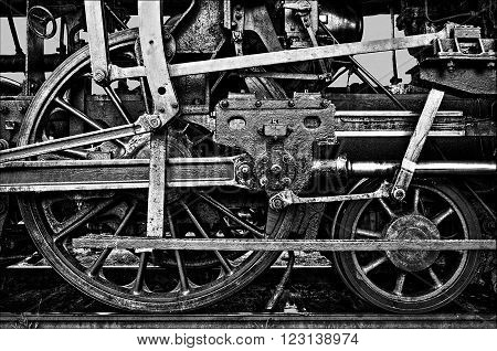 power of the steam machines - locomotive wheel
