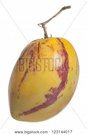 Yellow pepino fruit isolated over white background