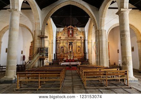 Betancuria,  Fuerteventura Spain - September  2015: Main Nave And Altar In  Cathedral Church Of Sain