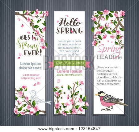 Vector Set Of Vertical Spring Banners.
