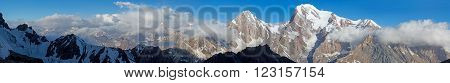 Mountain View Landscape with Multiple Peaks and Rocky Cliffs Glaciers and Snow Places Famous Location Attraction