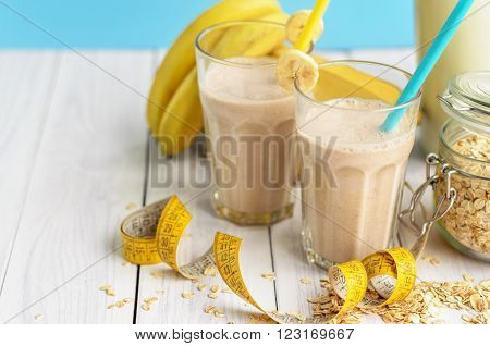 Banana smoothie with oatmeal  , healthy Eating