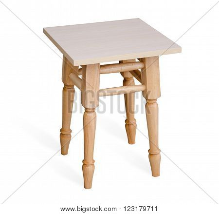 Wooden stool isolated on the white background