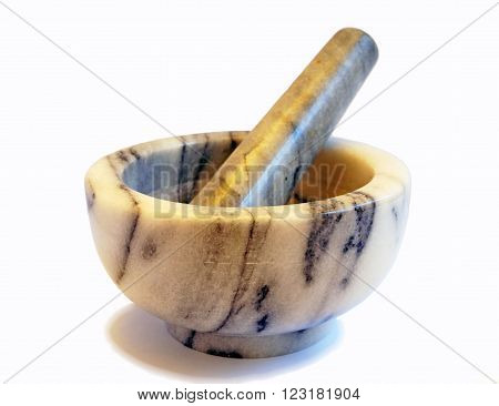 Mortar and pestle made of natural stone (isolated)