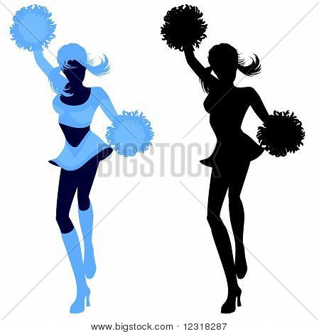 Bir seksi cheerleade, resimli siluetleri