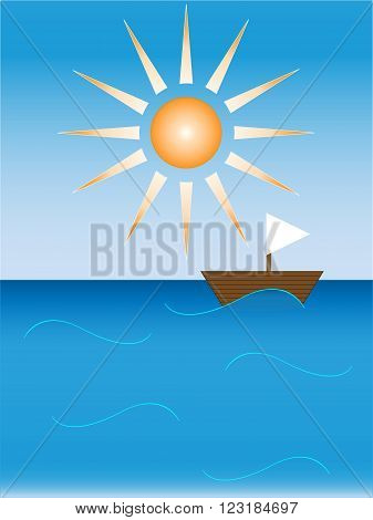 Light sun and clear ocean with boat