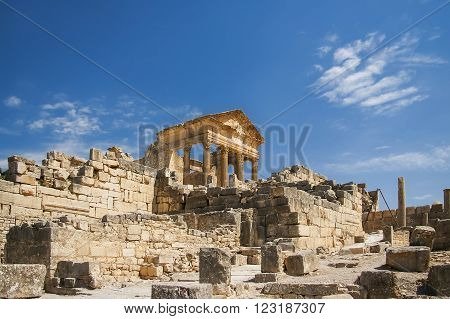 Dougga Roman Ruins. Unesco World Heritage Site in Tunisia.